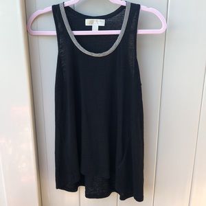 Michael MICHAEL KORS Black Linen Tank Top w/ Monili